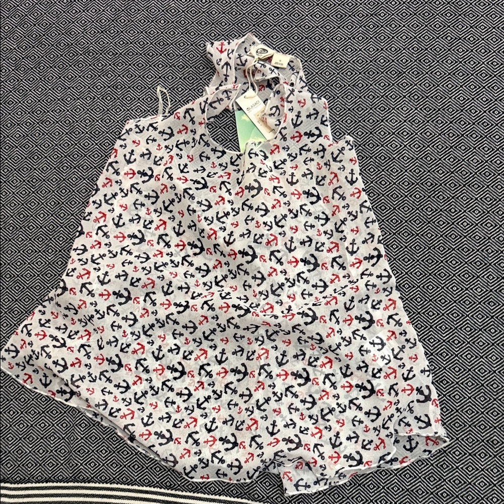 Lagaci Nautical Anchor Print Top
